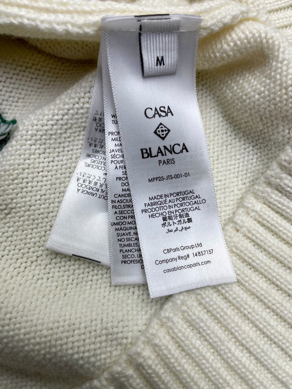 White Knit Embroidered Zip-Through - Men's