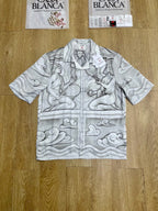Grey Silk Print Short-Sleeve - Men's