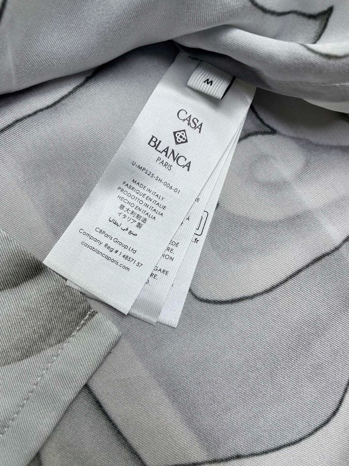 Grey Silk Print Short-Sleeve - Men's