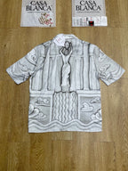 Grey Silk Print Short-Sleeve - Men's