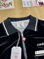 Navy Velvet Track Jacket - Men's