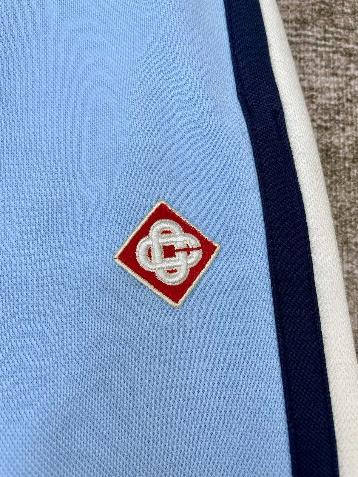 Blue Jersey Side Stripe Track - Men's