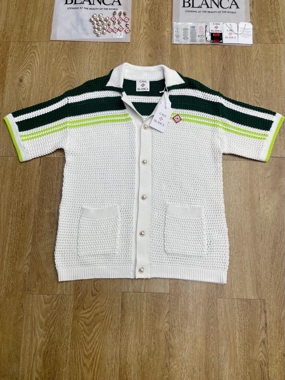 Green Striped Knit Shirt - Men's