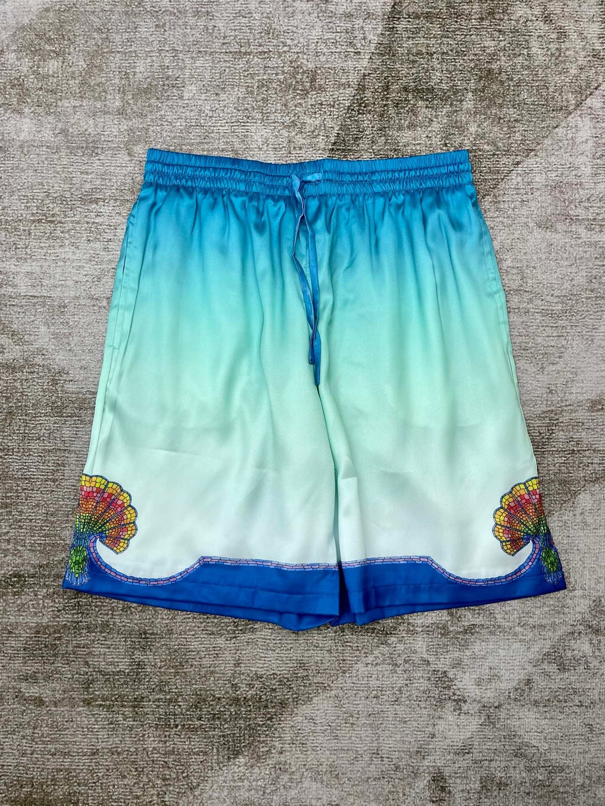 Blue Gradient Silk Shorts - Men's