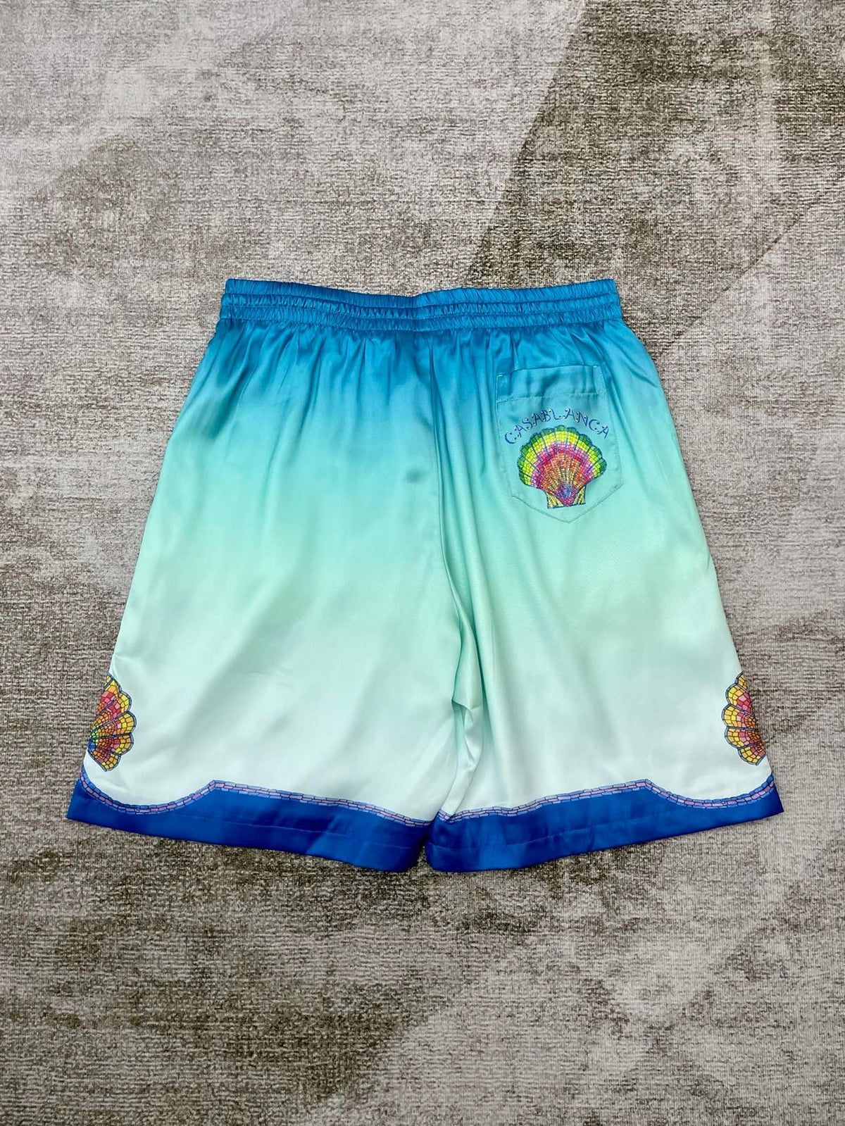 Blue Gradient Silk Shorts - Men's
