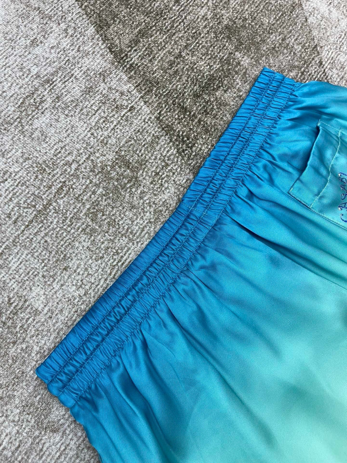 Blue Gradient Silk Shorts - Men's