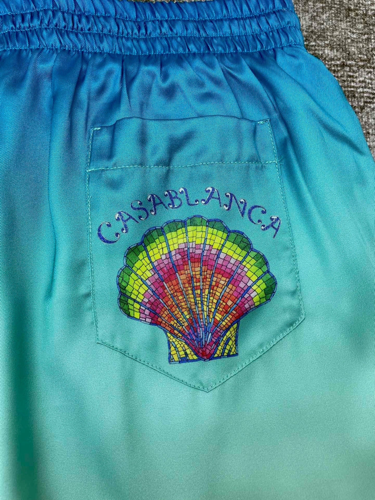 Blue Gradient Silk Shorts - Men's