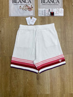 Red Striped Knit Shorts - Men's