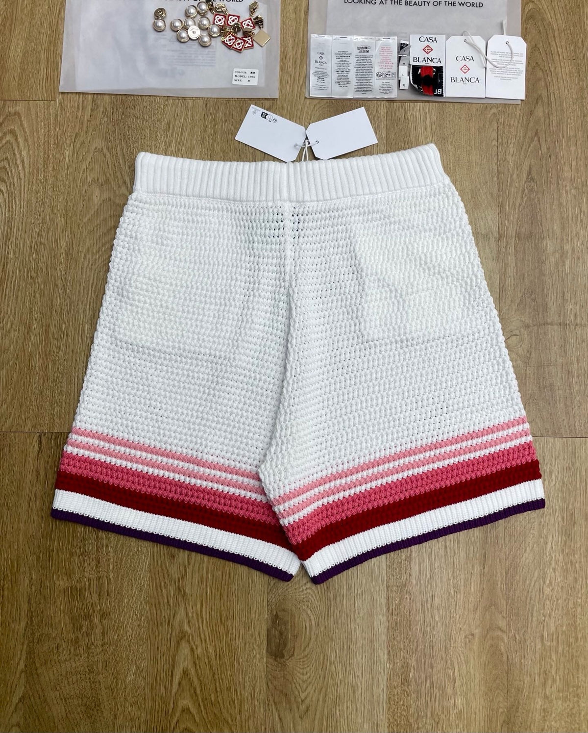 Red Striped Knit Shorts - Men's
