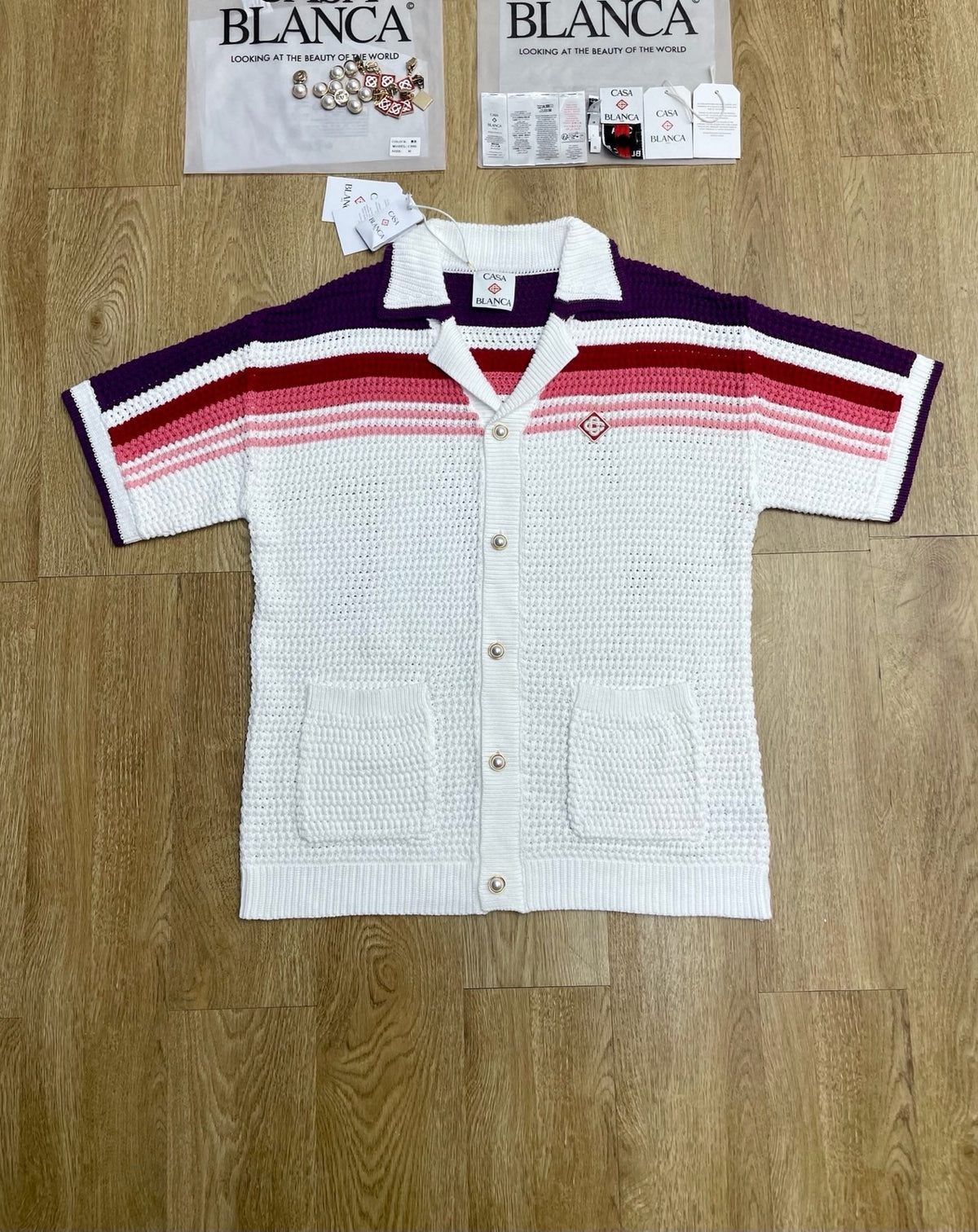 Burgundy Striped Knit Shirt - Men's