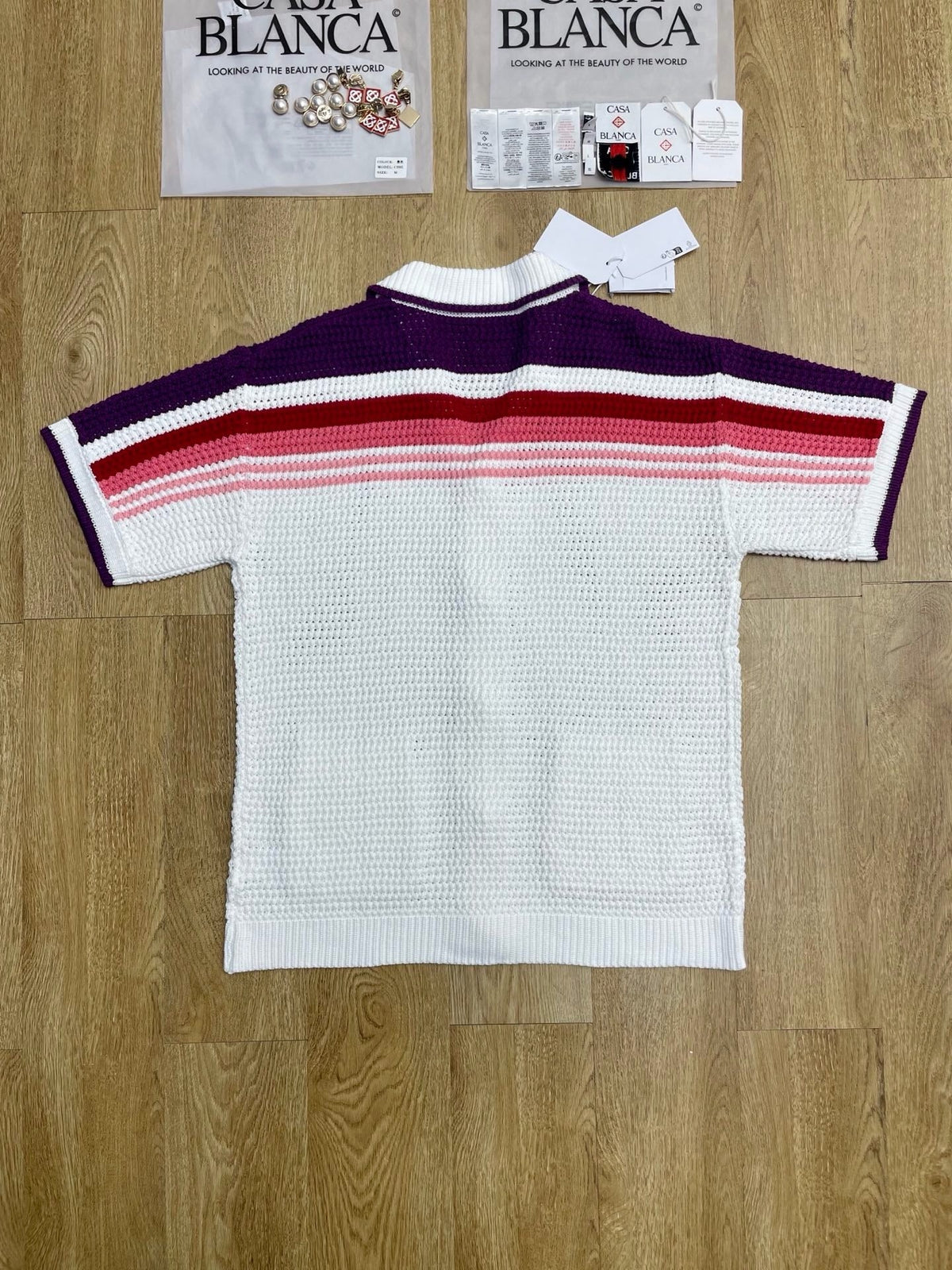 Burgundy Striped Knit Shirt - Men's