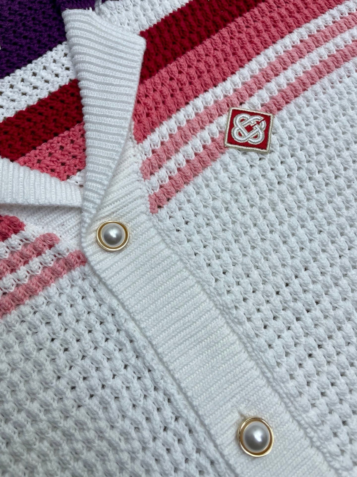 Burgundy Striped Knit Shirt - Men's