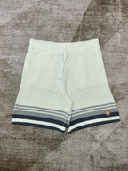 Grey Striped Knit Shorts - Men's