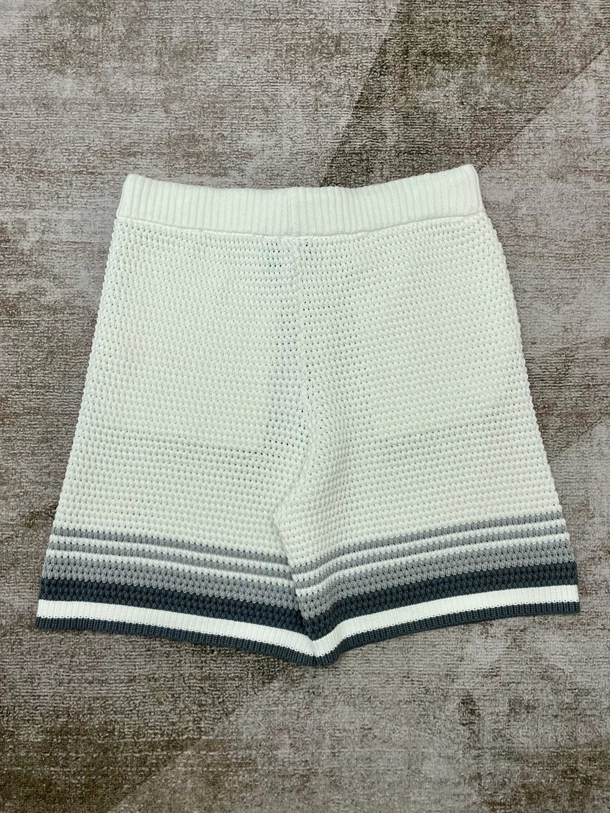 Grey Striped Knit Shorts - Men's