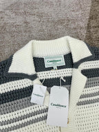 Grey Striped Knit Shirt - Men's