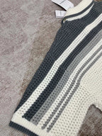 Grey Striped Knit Shirt - Men's