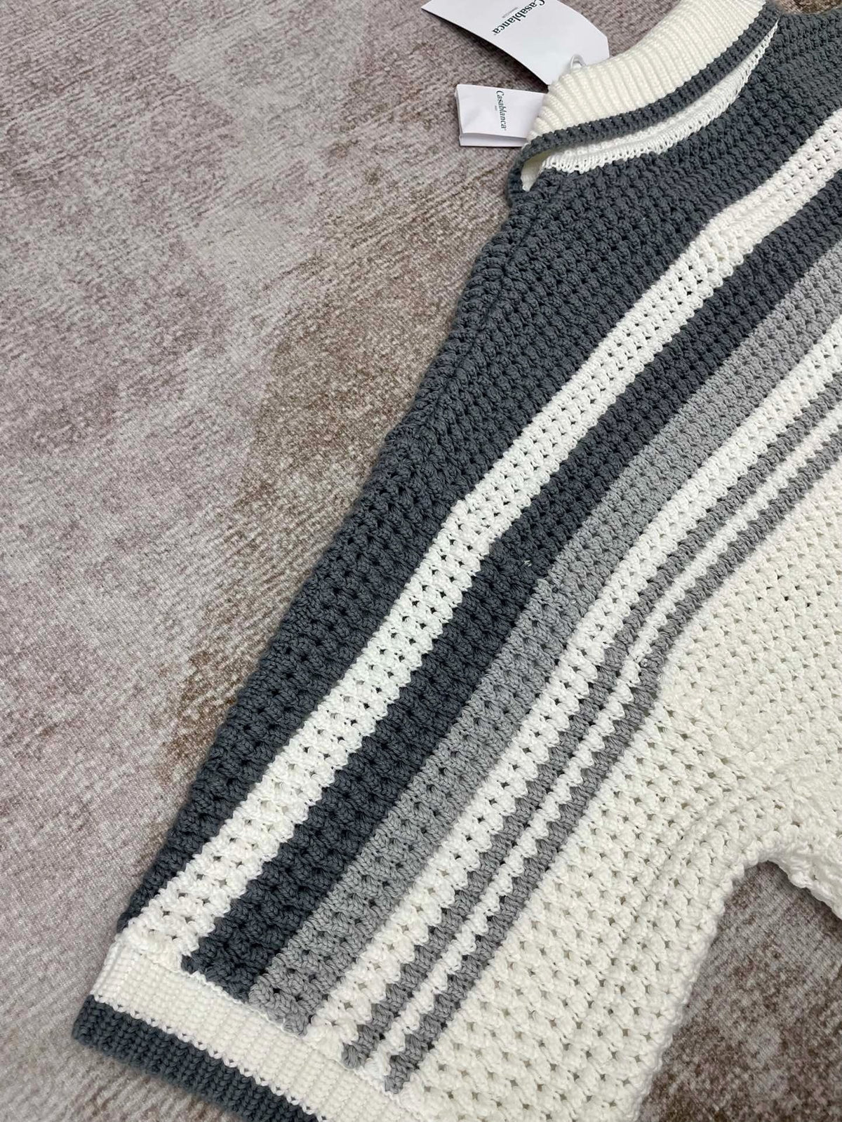 Grey Striped Knit Shirt - Men's