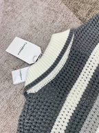 Grey Striped Knit Shirt - Men's