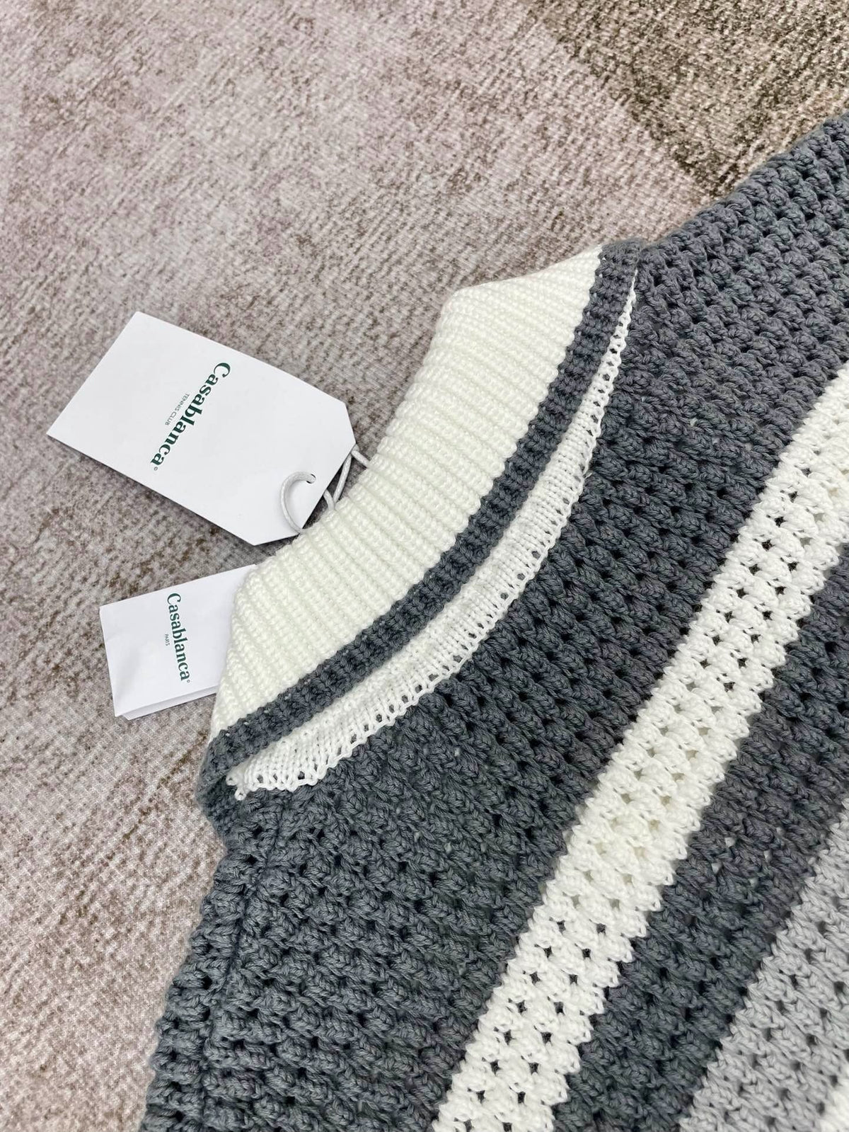 Grey Striped Knit Shirt - Men's