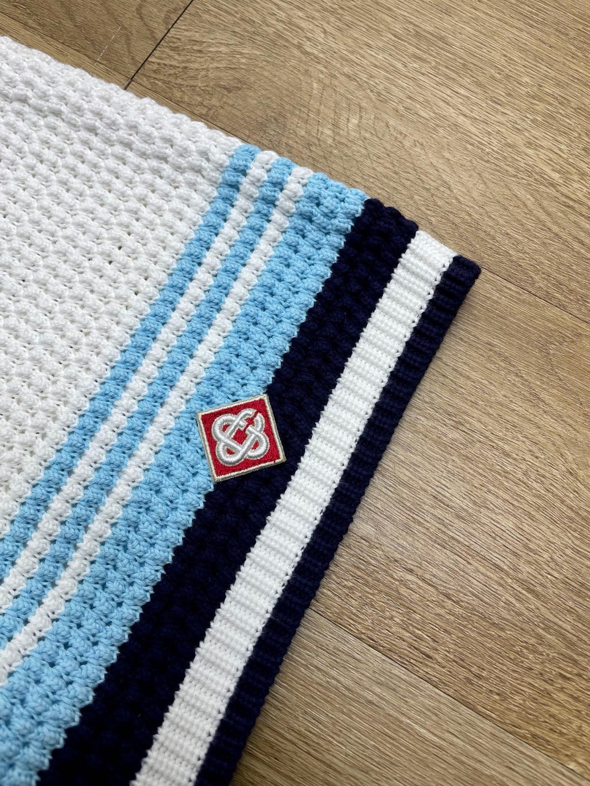 Blue Striped Knit Shorts - Men's