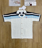 Navy and Red Striped Knit Shirt - Men's