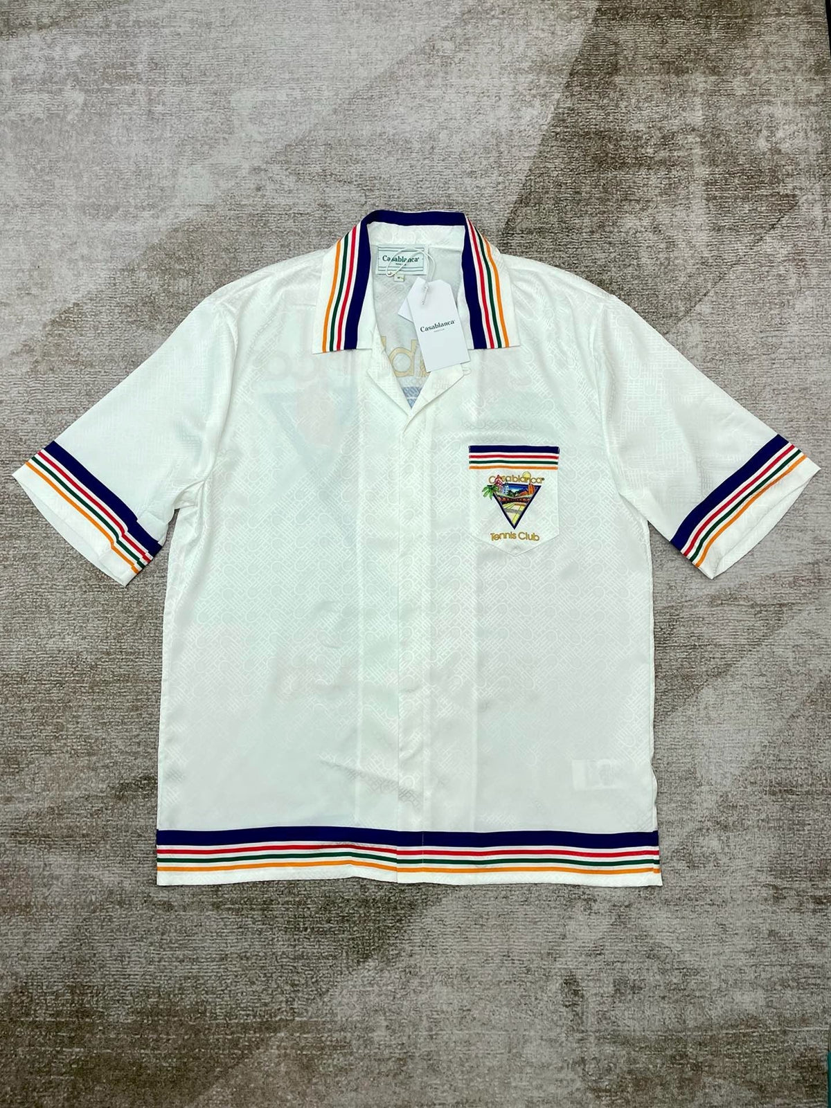 Navy and Yellow Trim Knit Shirt - Men's