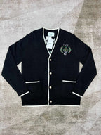 Navy Wool Contrast Trim Cardigan - Men's