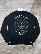 Navy Wool Contrast Trim Cardigan - Men's