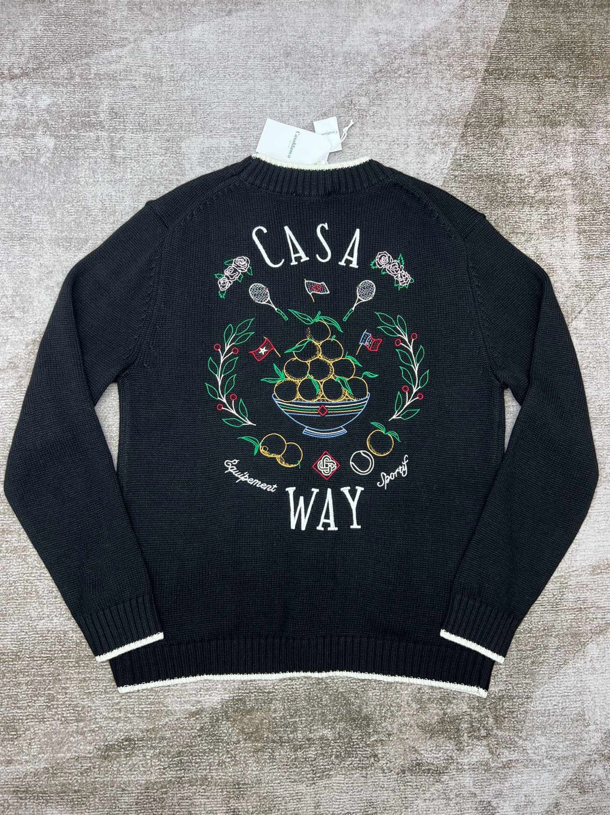 Navy Wool Contrast Trim Cardigan - Men's