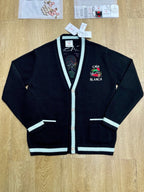Navy Wool Crest Cardigan - Men's