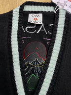 Navy Wool Crest Cardigan - Men's