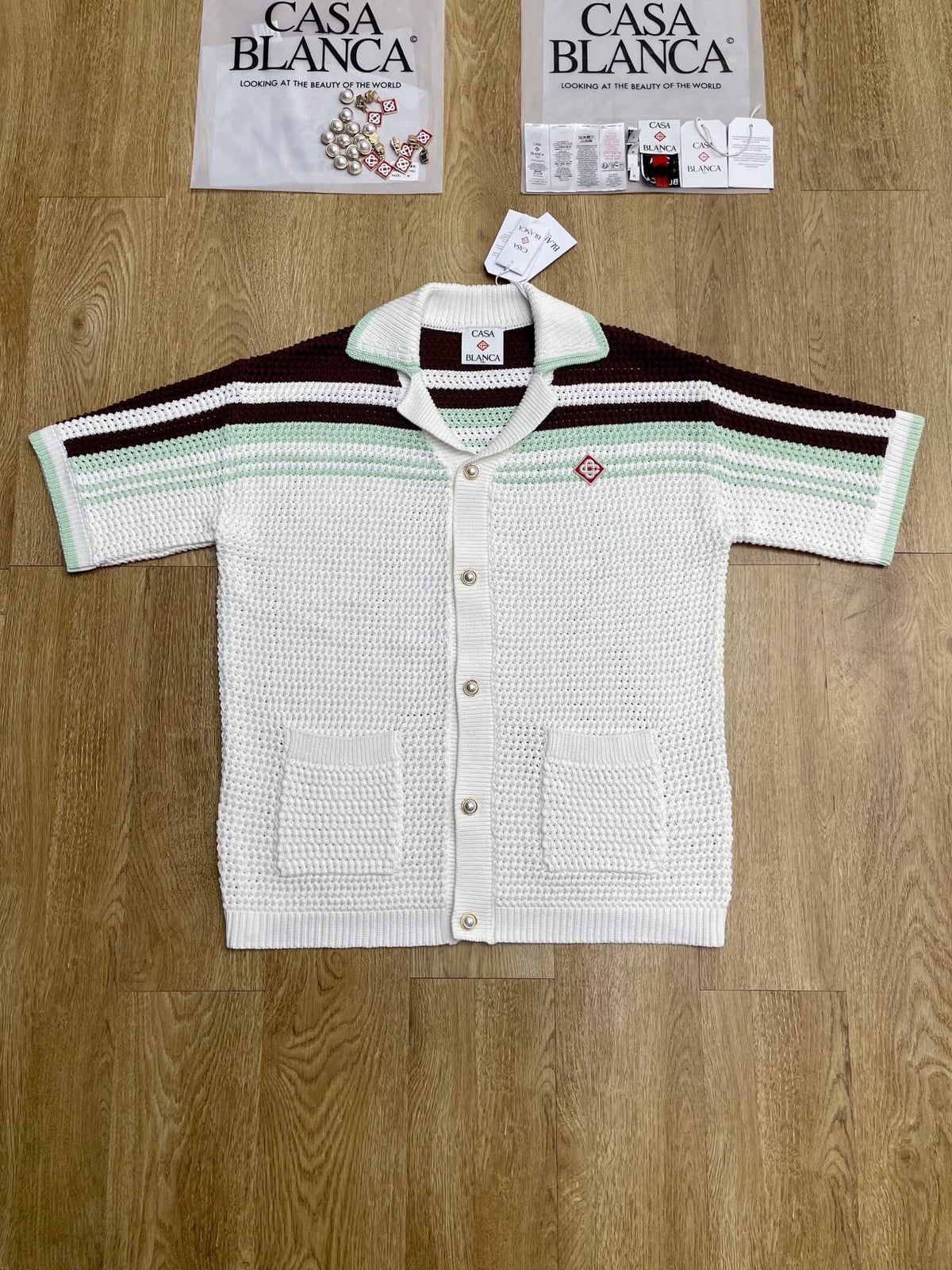 Monochrome Striped Knit Shirt - Men's