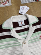 Monochrome Striped Knit Shirt - Men's