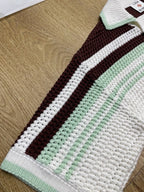 Monochrome Striped Knit Shirt - Men's