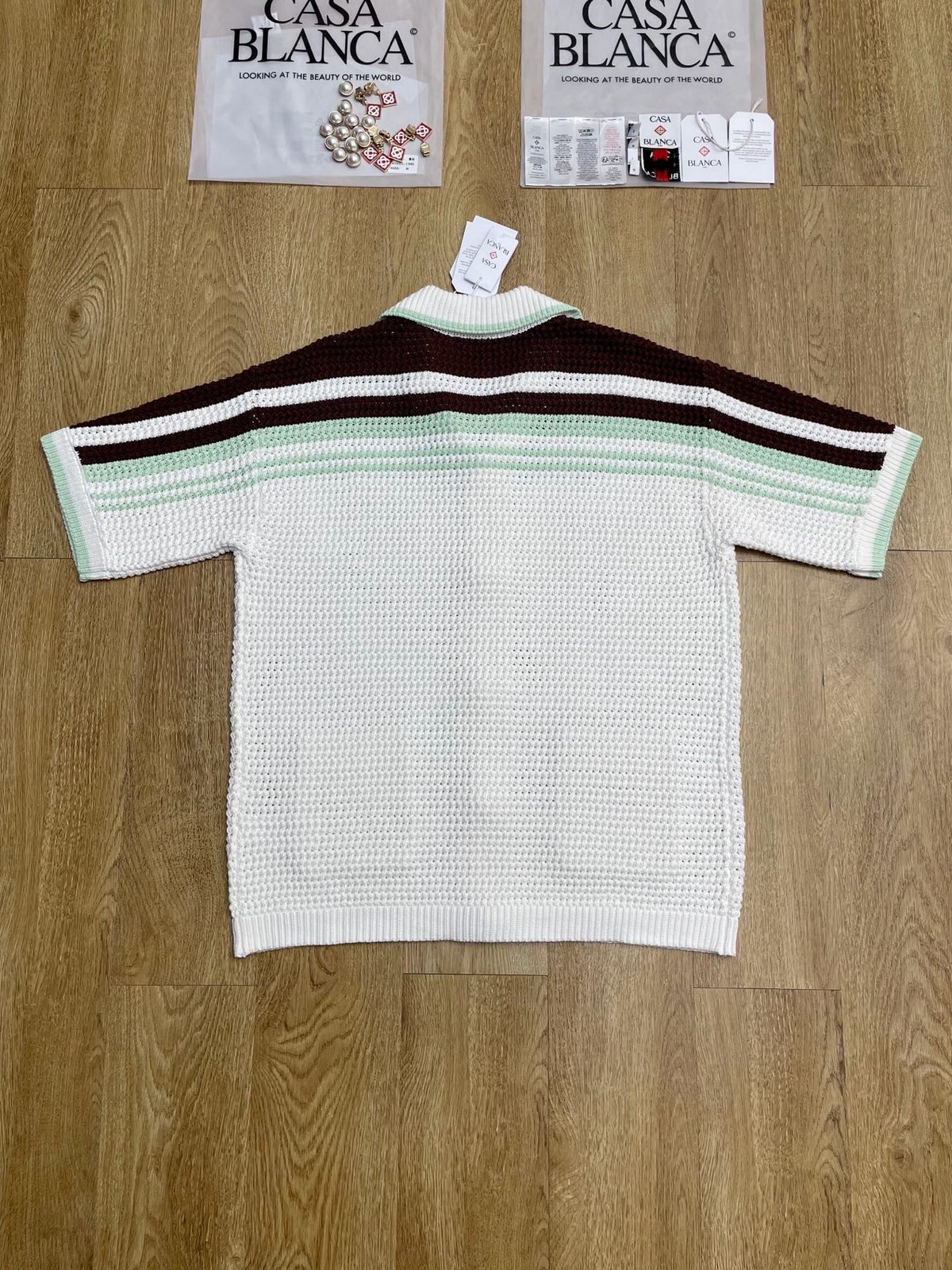 Monochrome Striped Knit Shirt - Men's