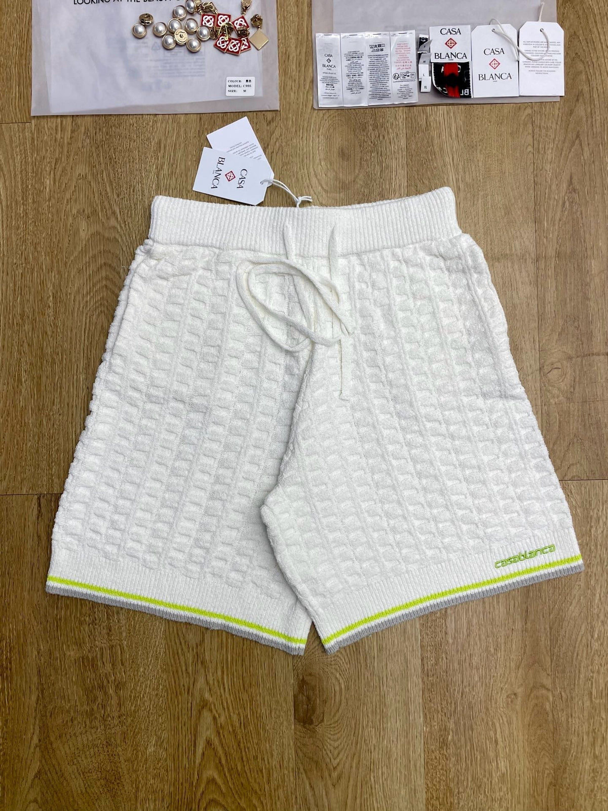 White Cotton Contrast Trim Drawstring - Men's