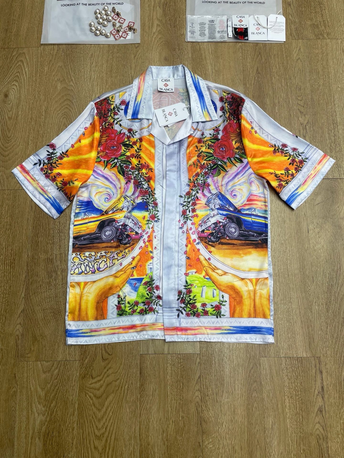 Landscape Print Silk Shirt - Men's