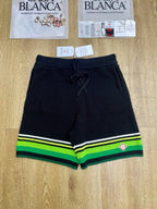 Black and Green Striped Knit Shorts - Men's