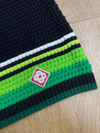 Black and Green Striped Knit Shorts - Men's