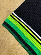 Black and Green Striped Knit Shorts - Men's