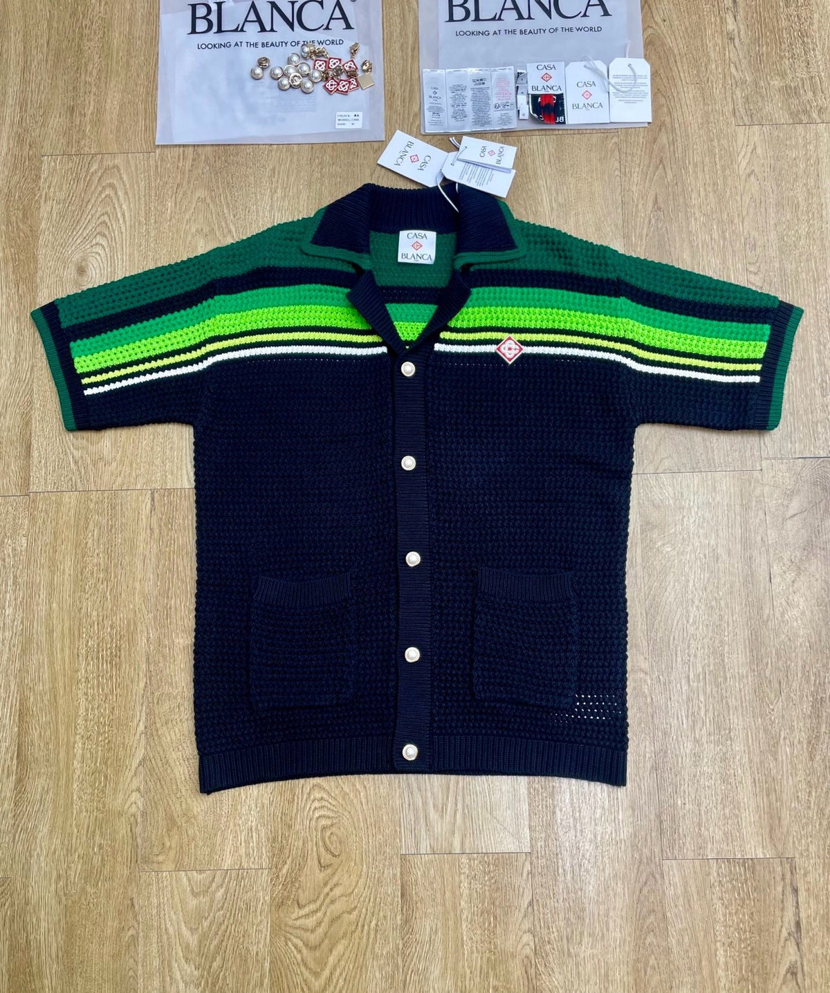 Navy Striped Knit Shirt - Men's