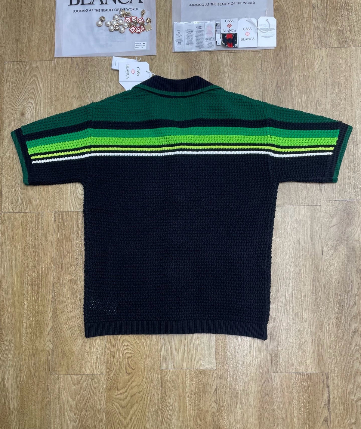 Navy Striped Knit Shirt - Men's