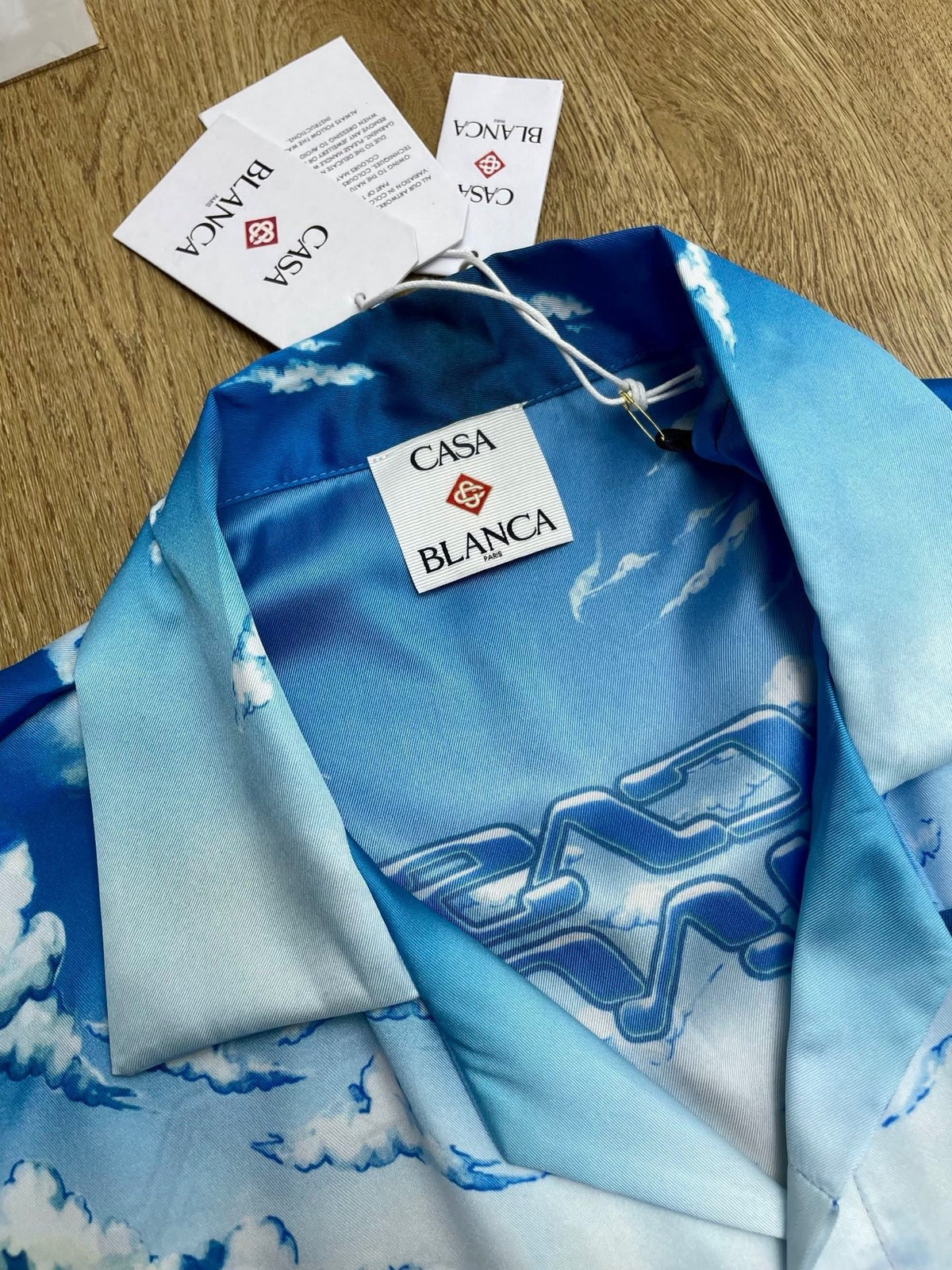 Blue Scenic Print Silk Shirt - Men's