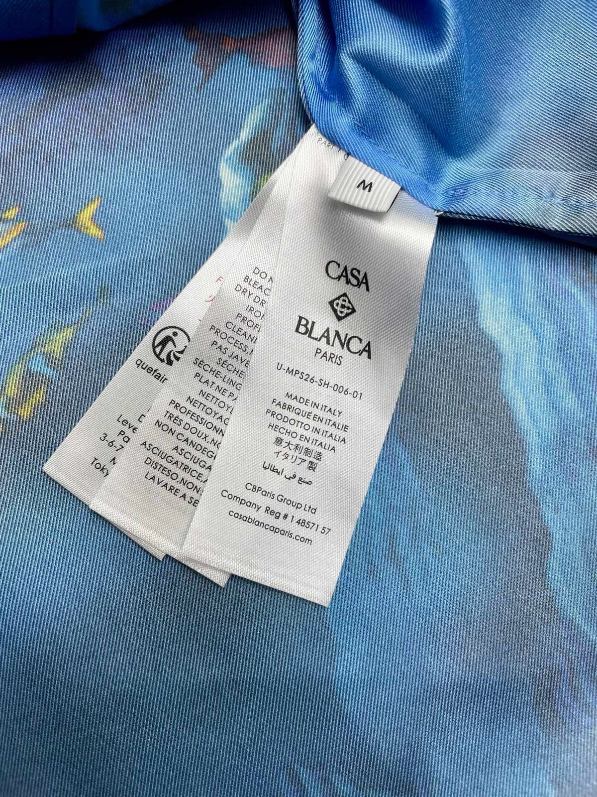 Blue Scenic Print Silk Shirt - Men's