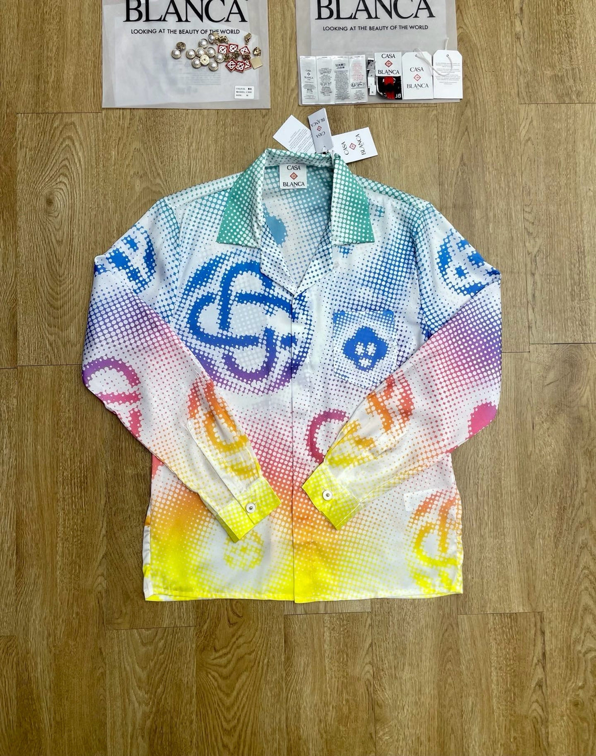 Rainbow Monogram Silk Shirt - Men's