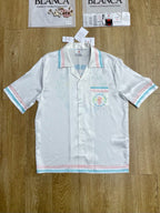 White Cotton Contrast Trim Short-Sleeve - Men's