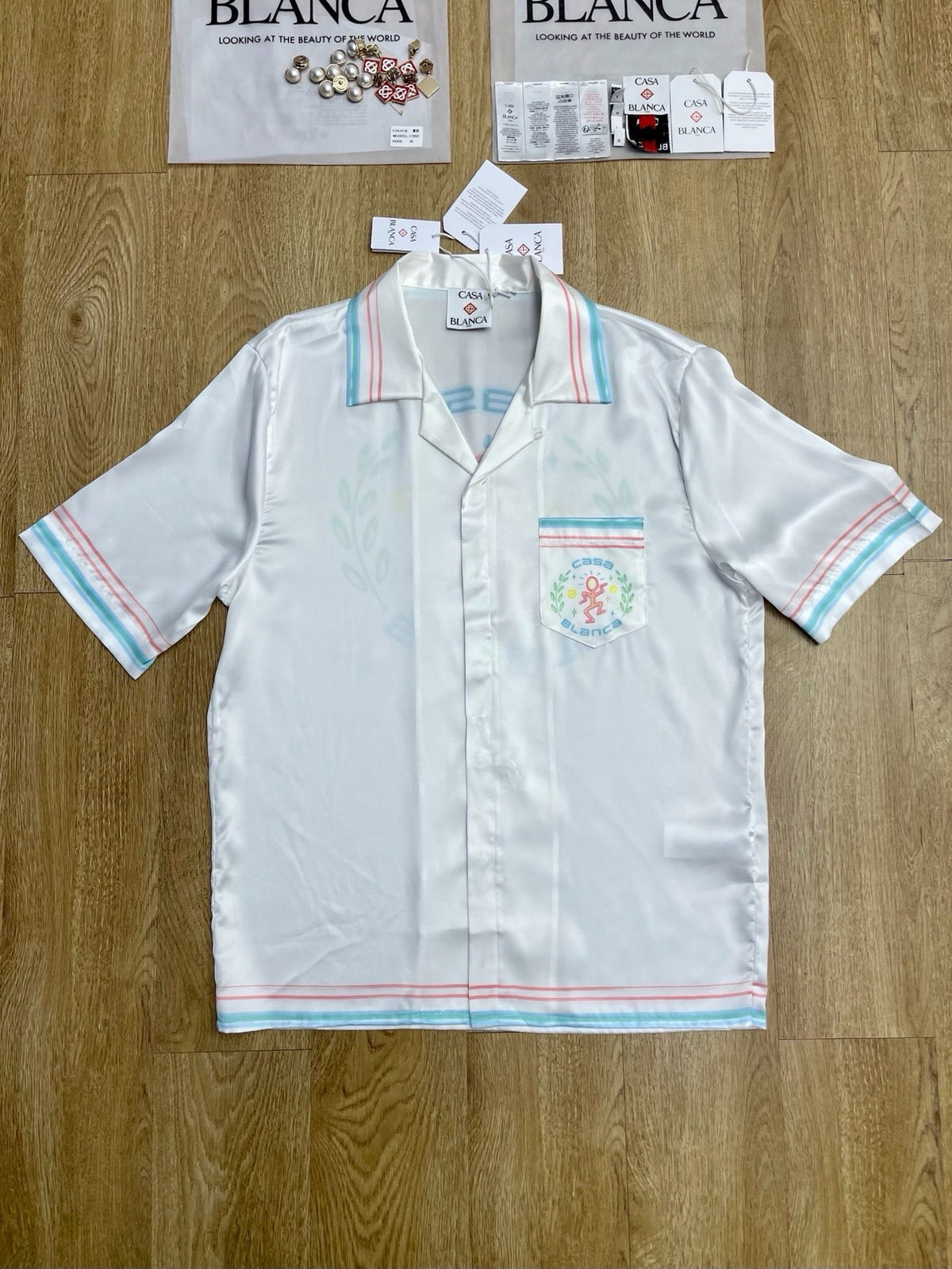 White Cotton Contrast Trim Short-Sleeve - Men's