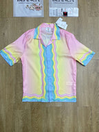 Pastel Gradient Silk Shirt - Men's