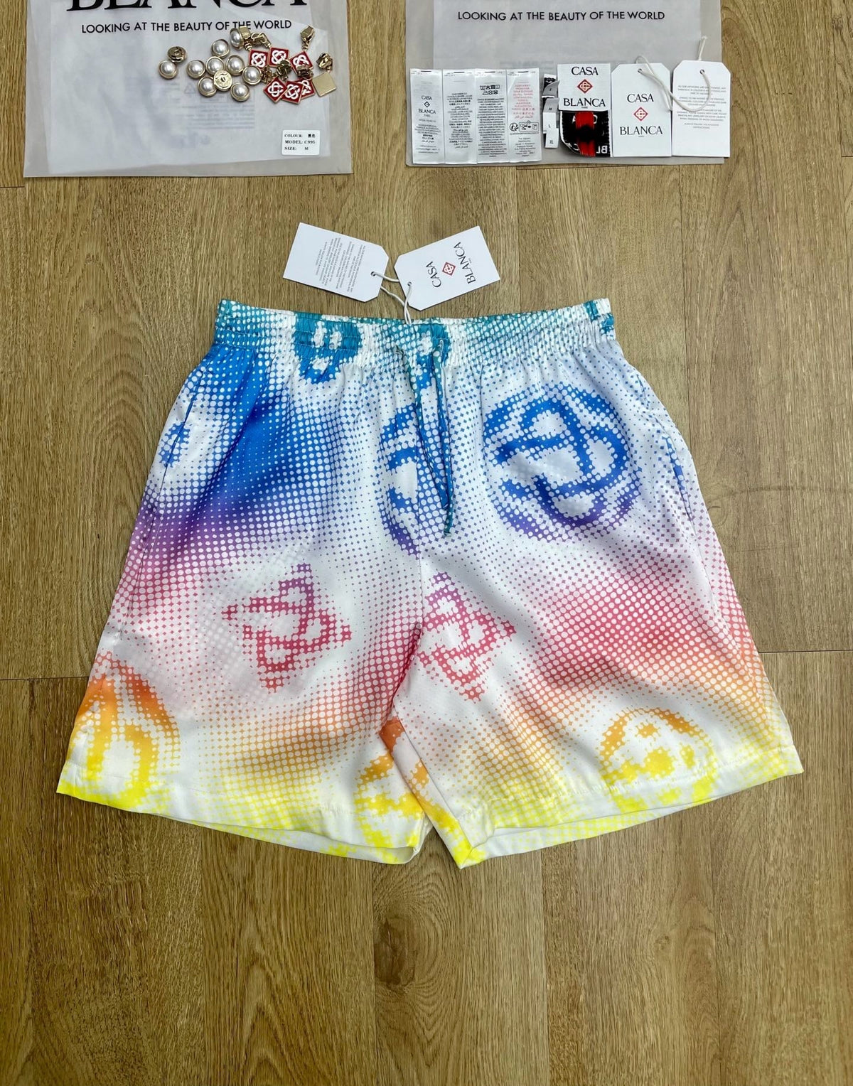 Pastel Monogram Print Silk Shorts - Men's