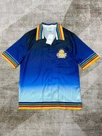 Blue Gradient Knit Polo Shirt - Men's